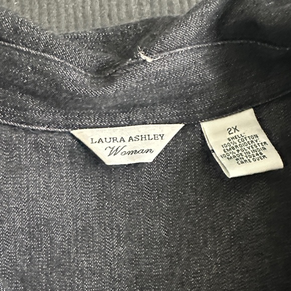 Laura Ashley Black Jean Jacket with Gold Embroidery - Picture 3 of 5